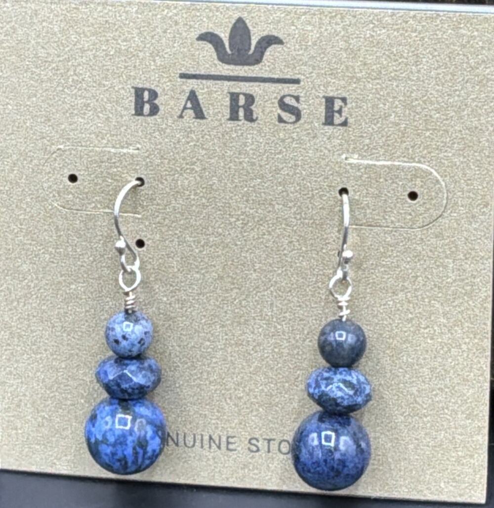 Barse Wrapsody Beaded Earrings- Dumortierite -Silver- NWT